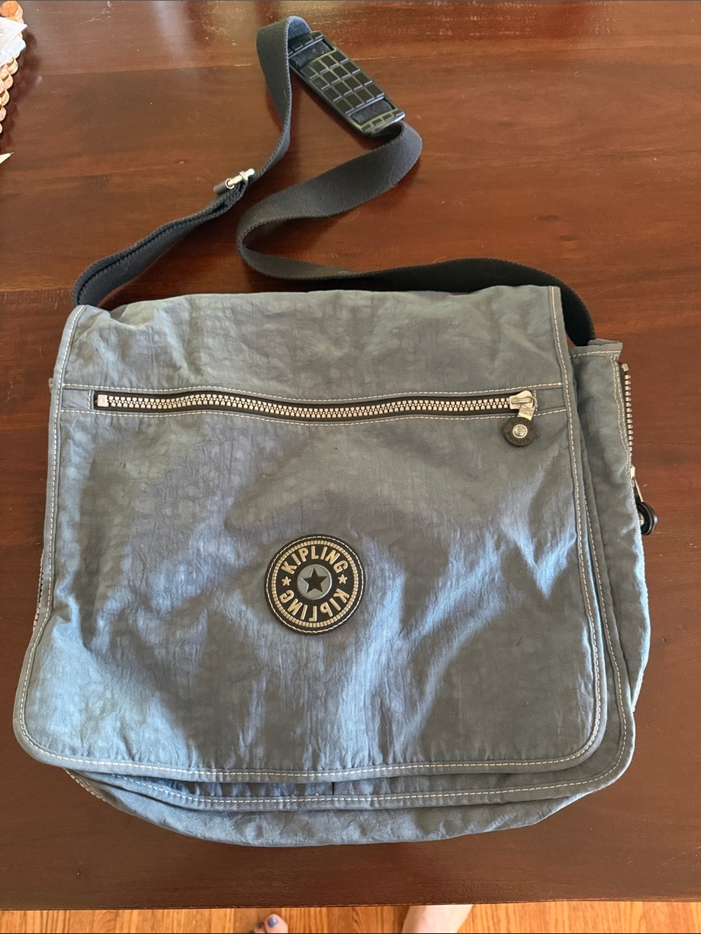 Kipling Slate Gray Men's Messenger Bag with Adjustable Strap